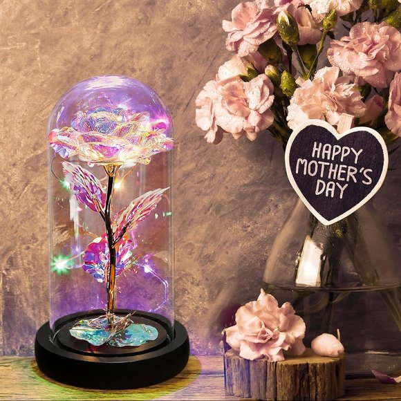 Glass Rose Galaxy Enchanted Light-Up Flower - Perfect Gift for Women Mul… - Picture 7 of 7